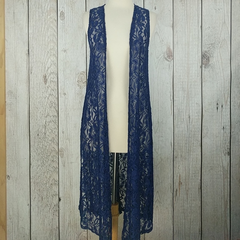 NWT LuLaRoe Joy blue lace vest sz XS